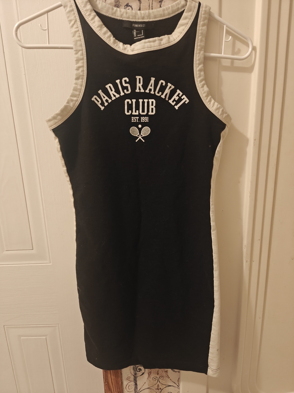 Forever 21 Black & Cream 'Paris Racket Club' Girls Tank Dress